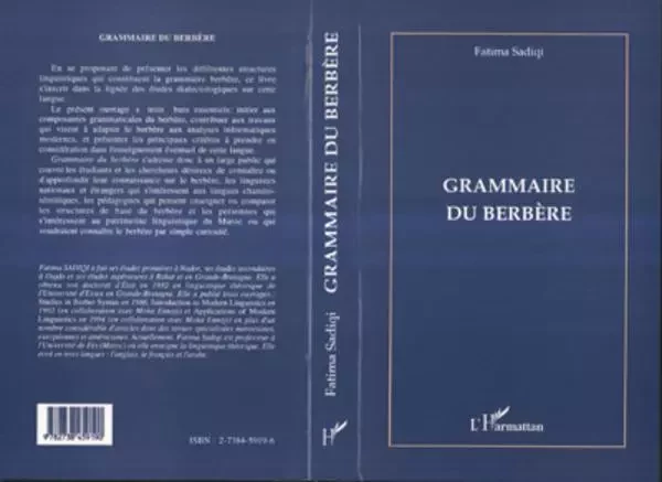 Grammaire du berbère - Fatima Sadiqi - Editions L'Harmattan