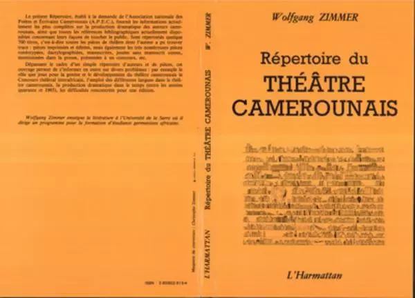 Répertoire du théâtre camerounais - Wolfgang Zimmer - Editions L'Harmattan