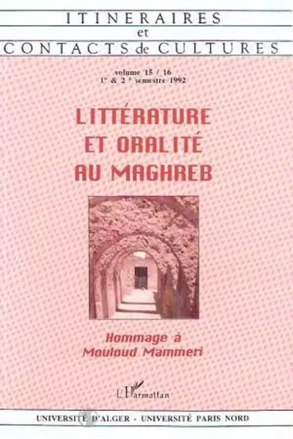 Littérature et oralité au Maghreb (n°15-16) - Charles Bonn - Editions L'Harmattan