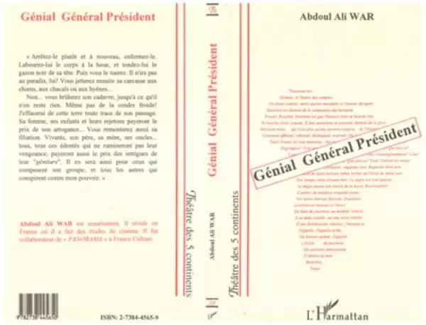 Génial général président - Abdoul Ali War - Editions L'Harmattan