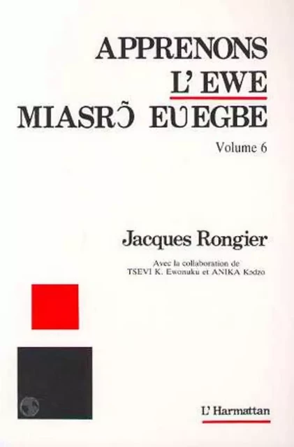 Apprenons l'ewe - Jacques Rongier - Editions L'Harmattan