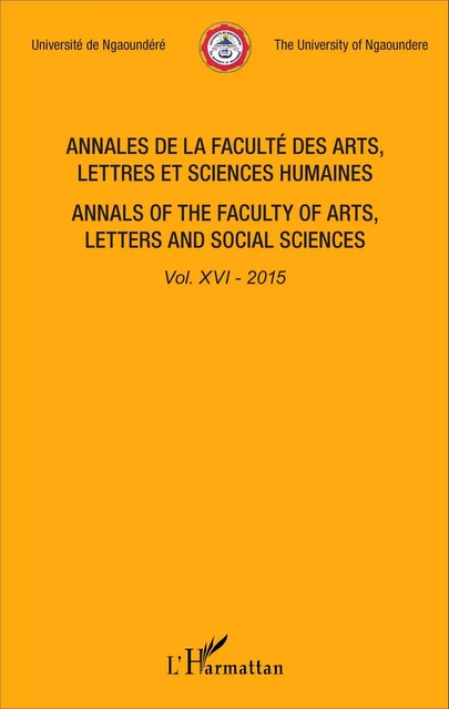 Annales de la faculté des arts, lettres et sciences humaines Vol XVI - 2015 -  - Editions L'Harmattan