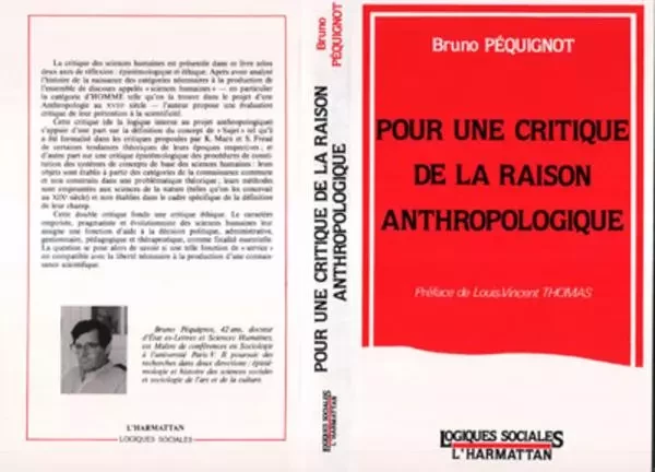 Pour une critique de la raison anthropologique - Bruno Péquignot - Editions L'Harmattan