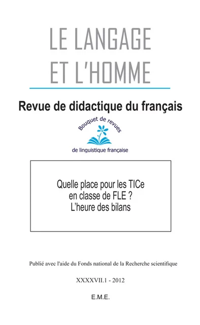 Quelle place pour les TICe en classe de FLE ? -  - EME Editions