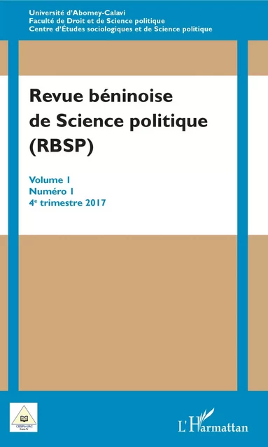 Revue béninoise de Science politique (RBSP) - Hygin Faust Kakai, Adolphe Dansou - Editions L'Harmattan