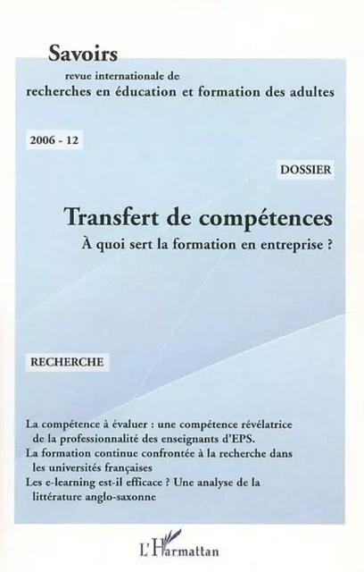 Transfert de compétences - André Terrisse, Alain Meunier, François-Xavier Lemaire, Xavier Dumay, Christelle Devos, Moïse Déro, Marie-France Carnus, Fabien Fenouillet, Jacques Denantes - Editions L'Harmattan