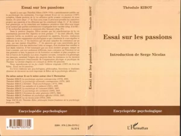 Essai sur les passions - Théodule Ribot - Editions L'Harmattan