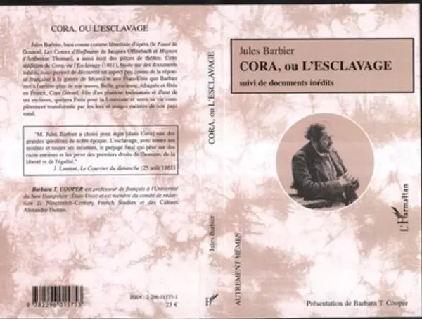 Cora, ou l'esclavage - Jules Barbier, Barbara T. Cooper - Editions L'Harmattan