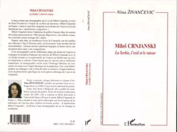 Milos Crnjanski - Nina Zivancevic - Editions L'Harmattan