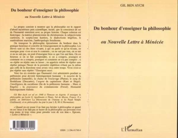 Du Bonheur d'enseigner la philosophie - Gil Ben Aych - Editions L'Harmattan