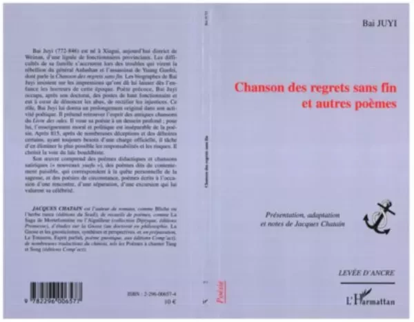 Chanson des regrets sans fin et autres poèmes - Bai Juyi - Editions L'Harmattan