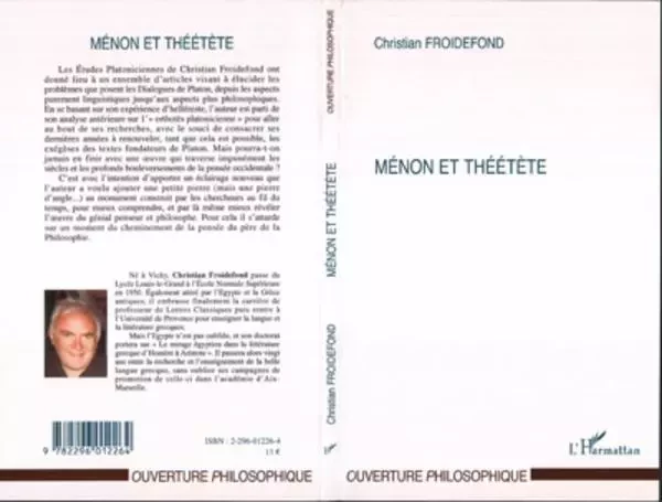 Ménon et Théétète - Christian Froidefond - Editions L'Harmattan