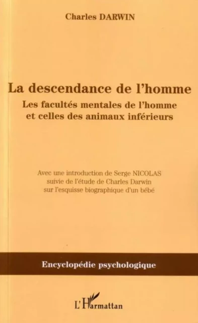 La descendance de l'homme - Charles Darwin - Editions L'Harmattan