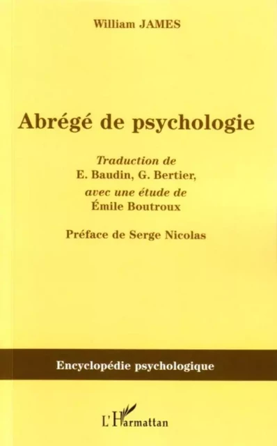 Abrégé de psychologie - William James - Editions L'Harmattan