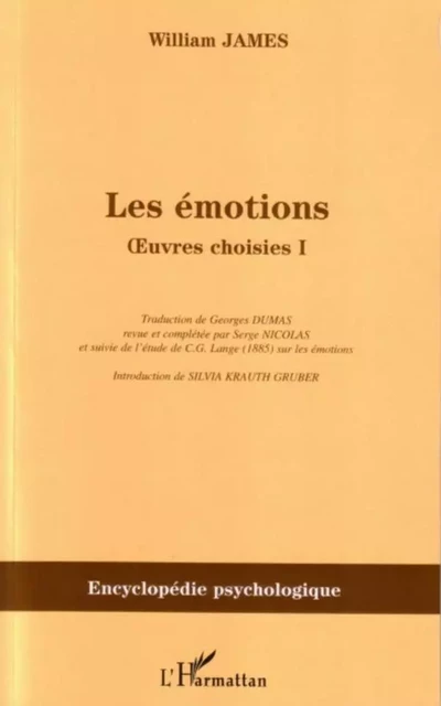 Les émotions - William James - Editions L'Harmattan