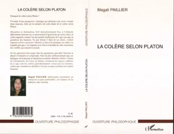 La colère selon Platon - Magali Paillier - Editions L'Harmattan