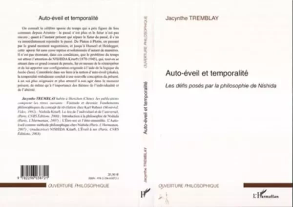 Auto-éveil et temporalité - Jacynthe Tremblay - Editions L'Harmattan