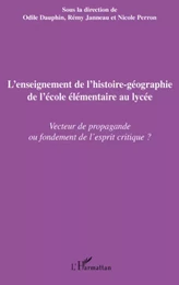 L'enseignement de l'histoire-géographie de l'école élémentaire au lycée