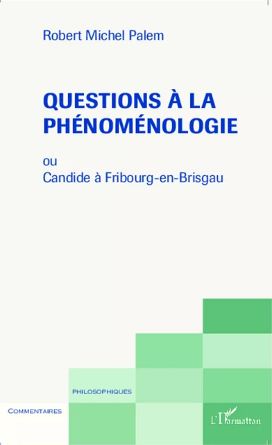 Questions à la phénoménologie - Robert-Michel Palem - Editions L'Harmattan