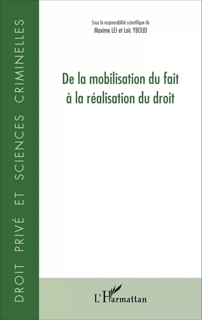 De la mobilisation du fait à la réalisation du droit - Maxime Lei, Loïc Yboud - Editions L'Harmattan