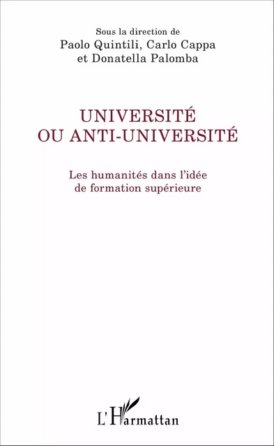 Université ou anti-université - Paolo Quintili, Donatella Palomba - Editions L'Harmattan