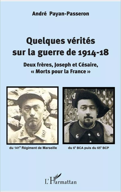 Quelques vérités sur la guerre de 1914-18 - André Payan-Passeron - Editions L'Harmattan