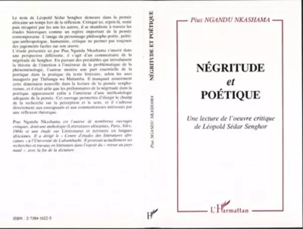 Négritude et poétique - Pius Ngandu Nkashama - Editions L'Harmattan