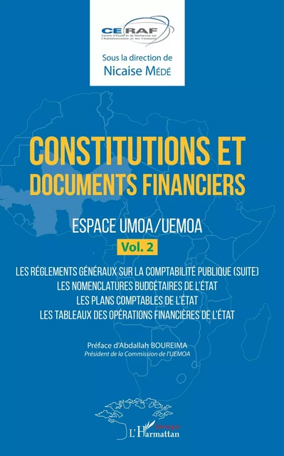 Constitutions et documents financiers Vol 2 Espace UMOA/UEMOA - Nicaise Mede - Editions L'Harmattan