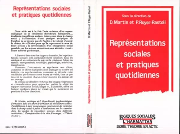 Représentations sociales et pratiques quotidiennes - Philippe Royer-Rastoll - Editions L'Harmattan