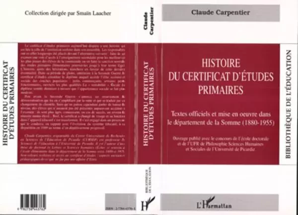 Histoire du certificat d'études primaires - Claude Carpentier - Editions L'Harmattan