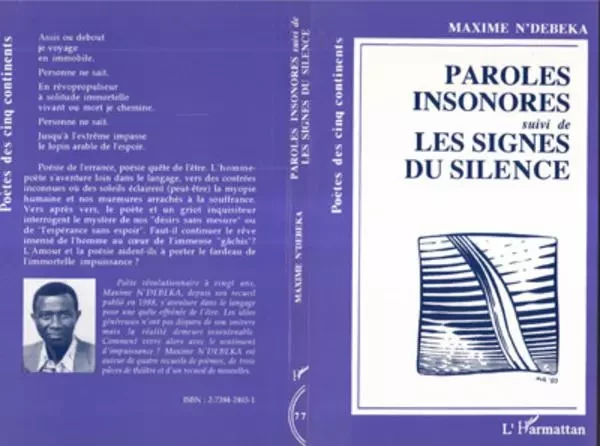 Paroles insonores suivi de Les singes du silence - Maxime N'Debela - Editions L'Harmattan