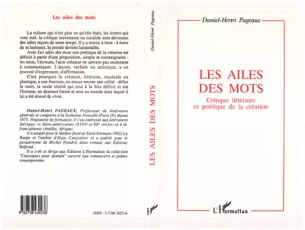 Les ailes des mots - Daniel-Henri Pageaux - Editions L'Harmattan