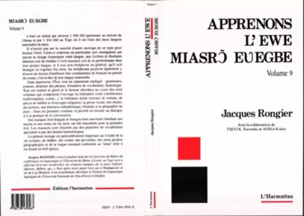 Apprenons l'ewe - Jacques Rongier - Editions L'Harmattan