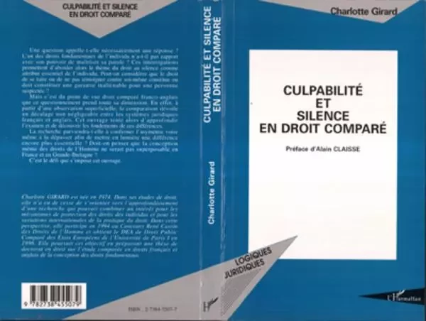 Culpabilité et silence en droit comparé - Charlotte Girard - Editions L'Harmattan