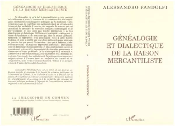 Généalogie et dialectique de la raison mercantiliste - Alessandro Pandolfi - Editions L'Harmattan