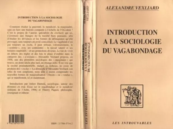 INTRODUCTION A UNE SOCIOLOGIE DU VAGABONDAGE - Alexandre Vexliard - Editions L'Harmattan