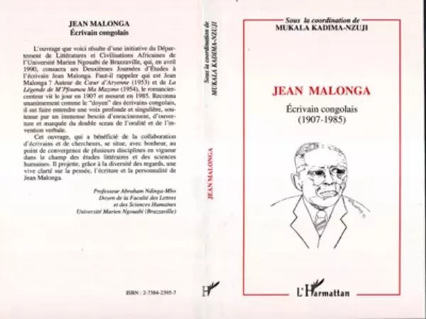 Jean Malonga, écrivain congolais (1907-1985) - Mukala Kadima-Nzuji - Editions L'Harmattan