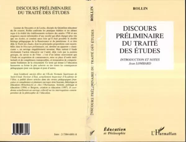 Discours Préliminaire du Traité des Études - Jean Lombard,  Rollin - Editions L'Harmattan