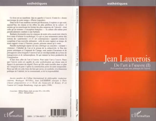 ART (DE L') A L'UVRE (I) - Jean Lauxerois - Editions L'Harmattan