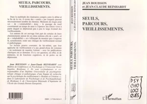 SEUILS, PARCOURS, VIEILLISSEMENTS - Jean Bouisson, Jean-Claude Reinhardt - Editions L'Harmattan