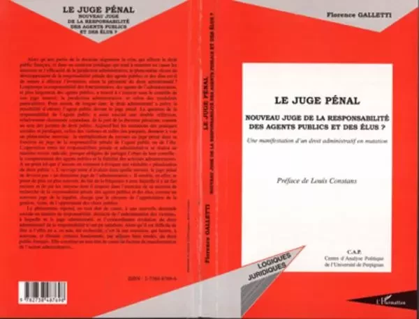 LE JUGE PÉNAL - Florence Galletti - Editions L'Harmattan