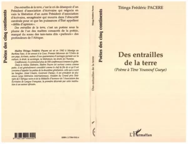 DES ENTRAILLES DE LA TERRE - Pacéré Titinga - Editions L'Harmattan