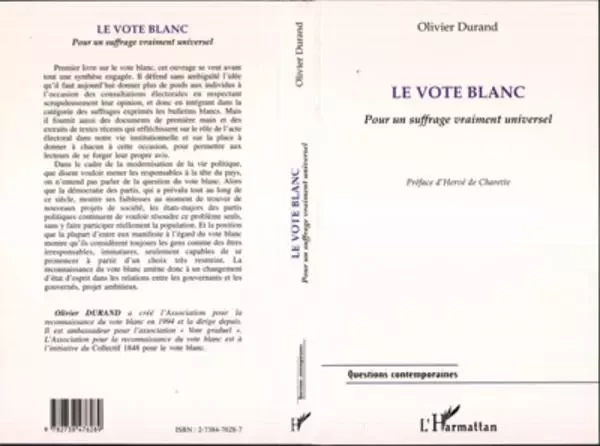 LE VOTE BLANC - Olivier Durand - Editions L'Harmattan