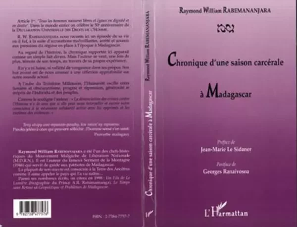 CHRONIQUE D'UNE SAISON CARCÉRALE À MADAGASCAR - Raymond-William Rabemananjara - Editions L'Harmattan