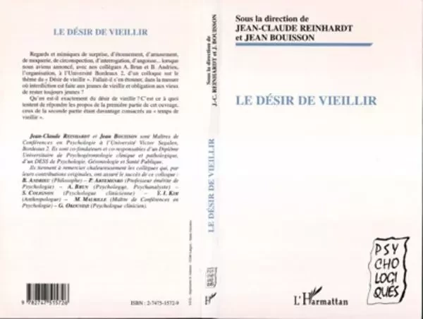 LE DÉSIR DE VIEILLIR - Jean Bouisson, Jean-Claude Reinhardt - Editions L'Harmattan