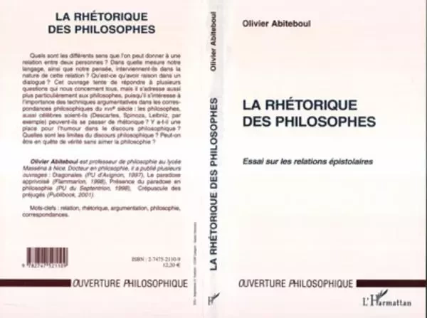 LA RHÉTORIQUE DES PHILOSOPHES - Olivier Abiteboul - Editions L'Harmattan