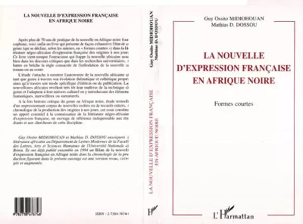 LA NOUVELLE D'EXPRESSION FRANÇAISE EN AFRIQUE NOIRE - Guy Ossito Midiohouan, Mathias Dossou - Editions L'Harmattan