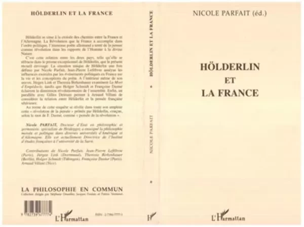 HÖLDERLIN ET LA FRANCE - Nicole Parfait - Editions L'Harmattan