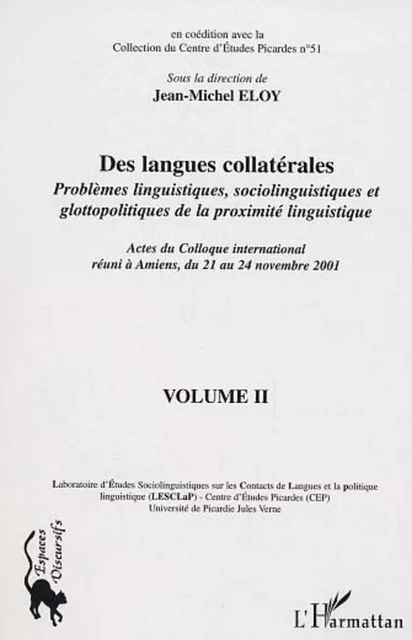 Des langues collatérales - Jean-Michel Eloy - Editions L'Harmattan