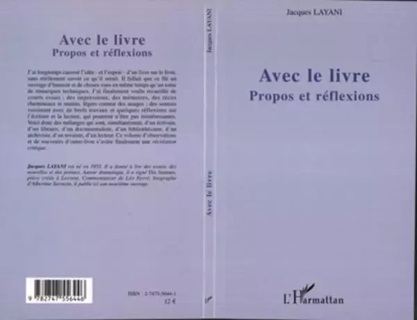 Avec le livre - Jacques Layani - Editions L'Harmattan